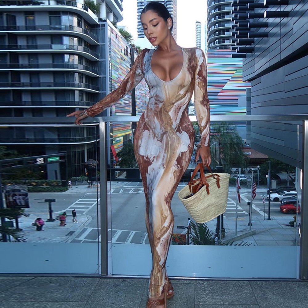 Amber's Multi Color V neck Maxi Dress